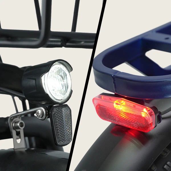 Front- und Rücklicht des Eskute D202 E-Bikes für sichere Fahrten bei Dunkelheit