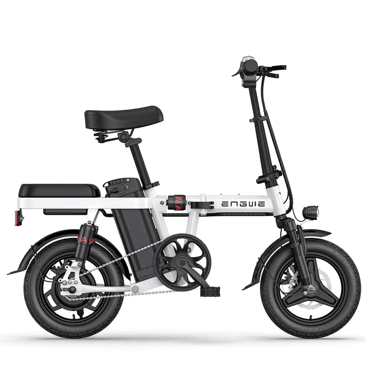 Weiß 14 Zoll E-Bike Klapprad Fatbike Mountainbike 250W 480Wh Akku 80km Reichweite