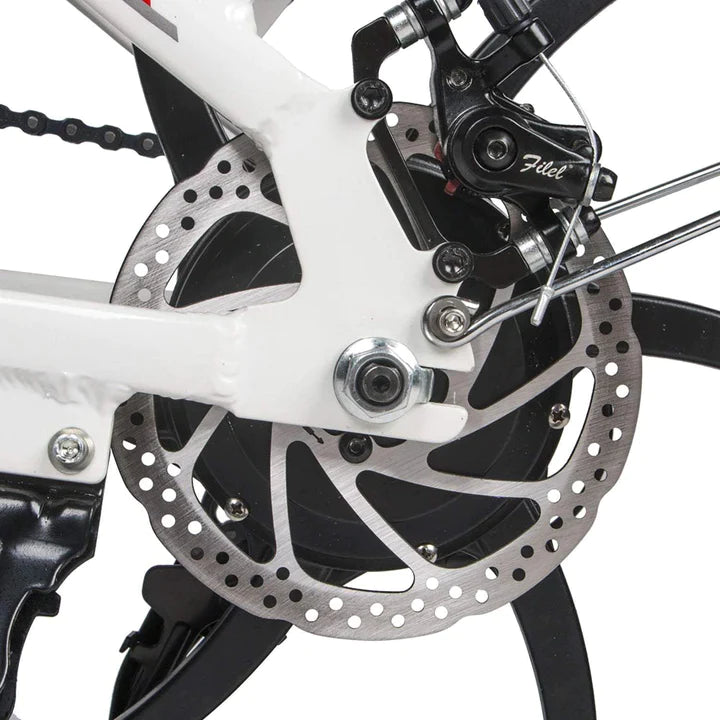 Vélo pliant blanc e-bike 20 pouces, batterie 350W 480Wh, autonomie de 70km