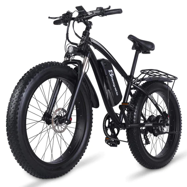 Schwarz 26 Zoll E-Bike Fatbike Mountainbike 1000W 820Wh Akku 90km Reichweite
