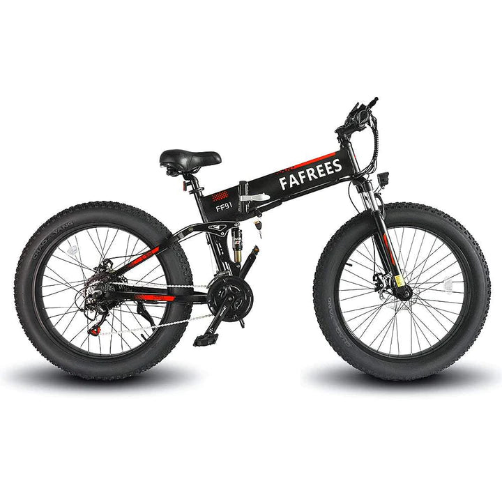 Schwarz 26 Zoll E-Bike Klapprad Fatbike Mountainbike 1000W 480Wh Akku 90km Reichweite