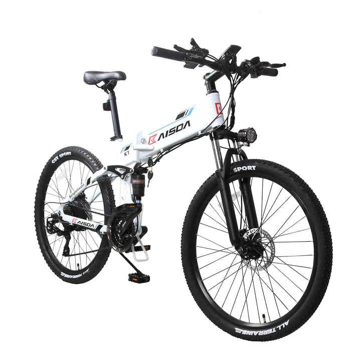 Weiß 26 Zoll E-Bike Klapprad Mountainbike 500W 500Wh Akku 60km Reichweite