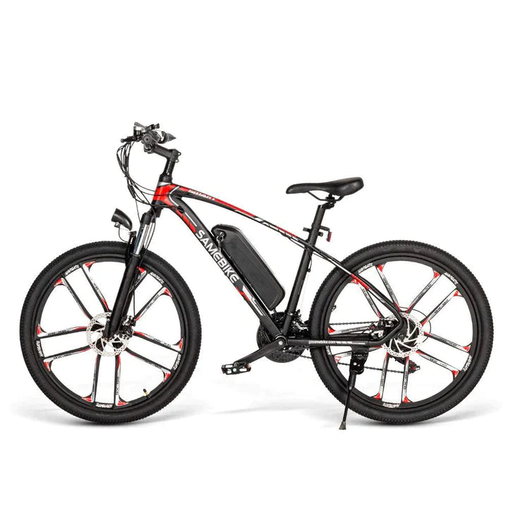Vélo de montagne électrique noir de 26 pouces, batterie de 350W, 390Wh, autonomie de 70km