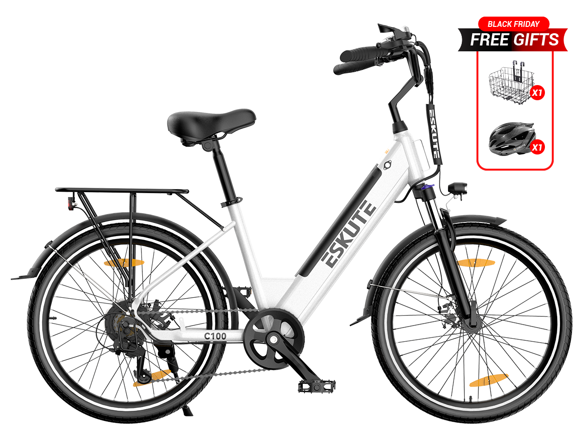 C100 City E-bike mit Heckmotor 375Wh - 26 Zoll