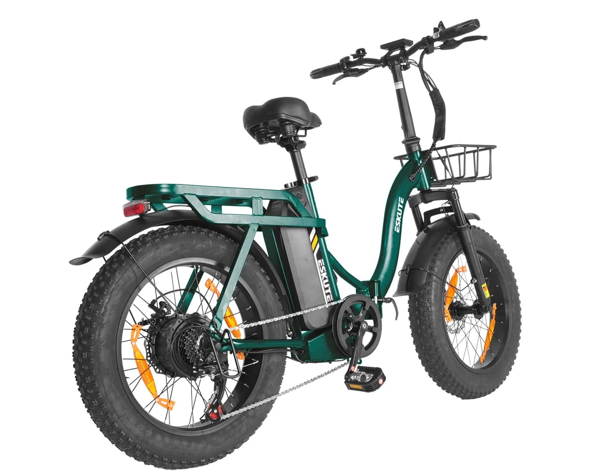 [Color:Grün]Eskute D202 Klapp-E-Bike in Grün Rückansicht