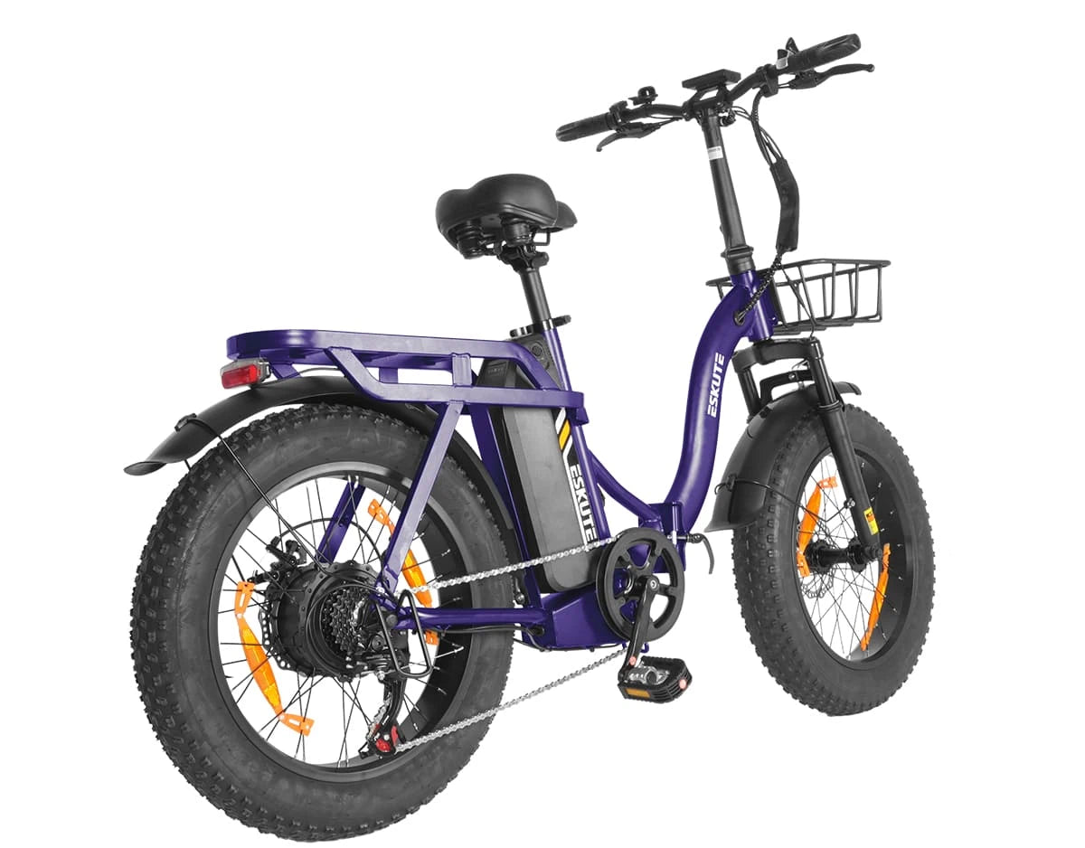 [Color:Lila]Eskute D202 Klapp-E-Bike in Violett Rückansicht