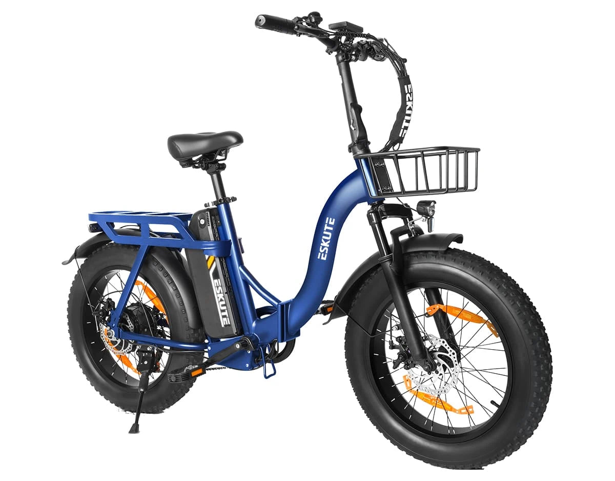 [Color:Blau]Eskute D202 Klapp-E-Bike in Blau Seitenansicht