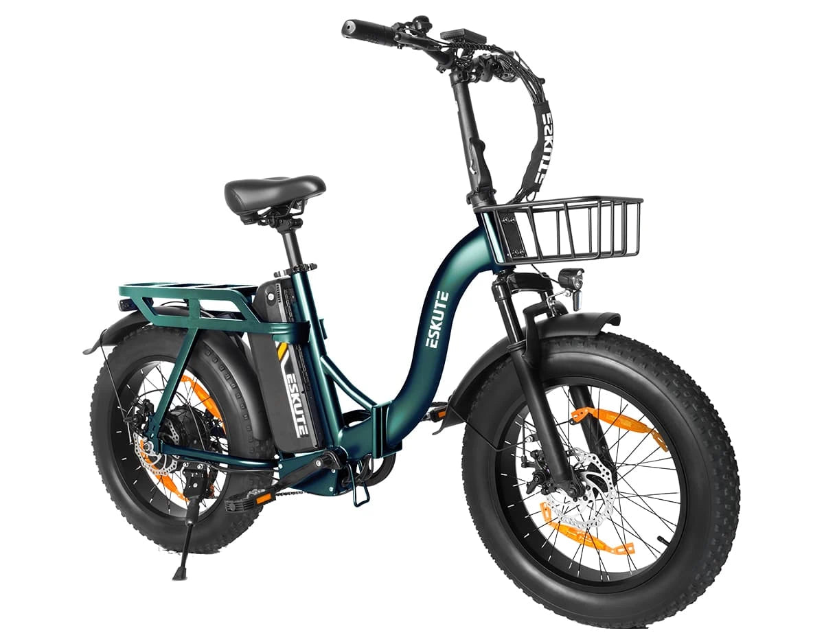 [Color:Grün]Eskute D202 Klapp-E-Bike in Grün Seitenansicht
