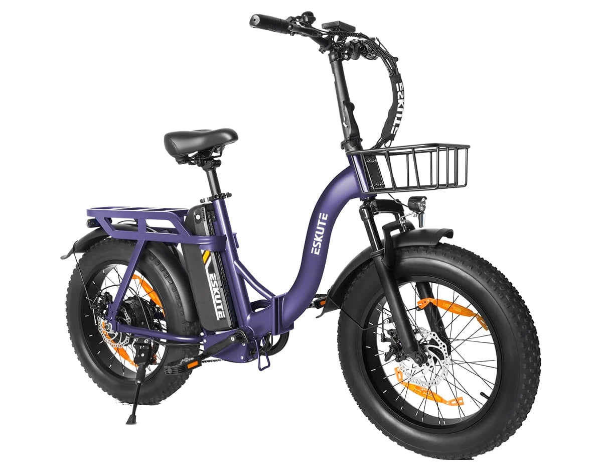 [Color:Lila]Eskute D202 Klapp-E-Bike in Violett Seitenansicht