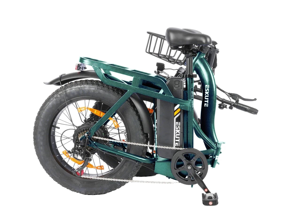 [Color:Grün]Eskute D202 Klapp-E-Bike in Grün zusammengeklappt