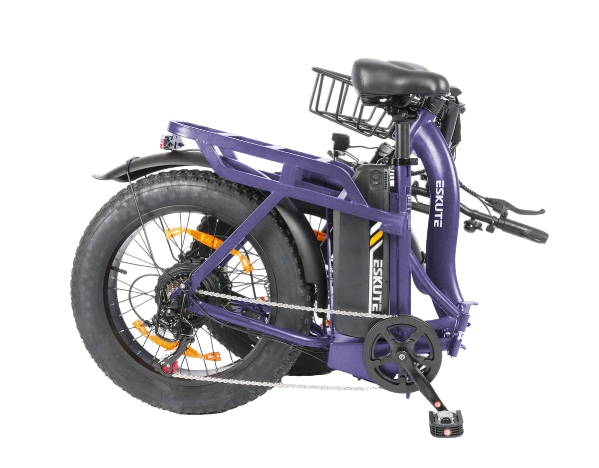 [Color:Lila]Eskute D202 Klapp-E-Bike in Violett zusammengeklappt