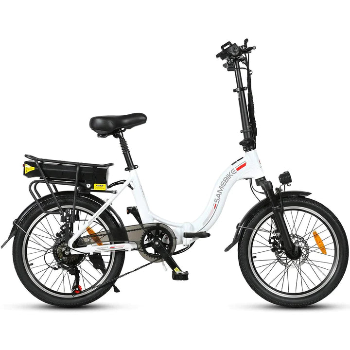 Vélo pliant noir e-bike 20 pouces, batterie 350W 360Wh, autonomie de 80km