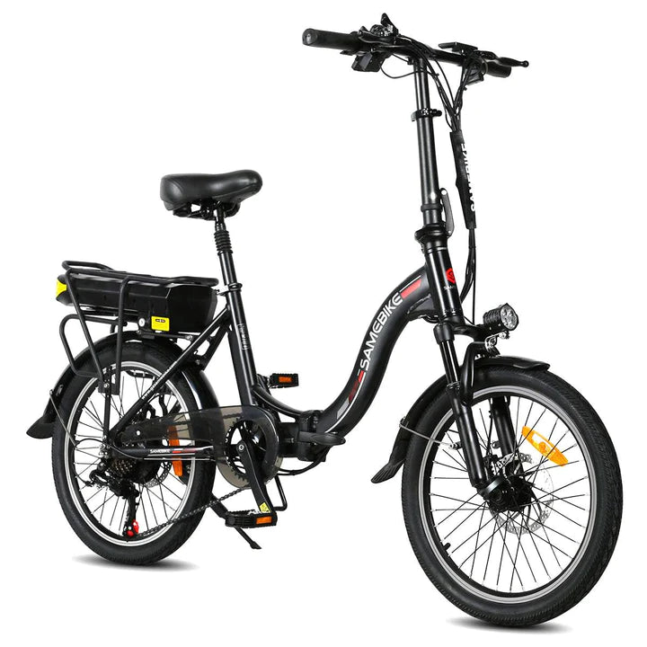 Vélo pliant noir e-bike 20 pouces, batterie 350W 360Wh, autonomie de 80km