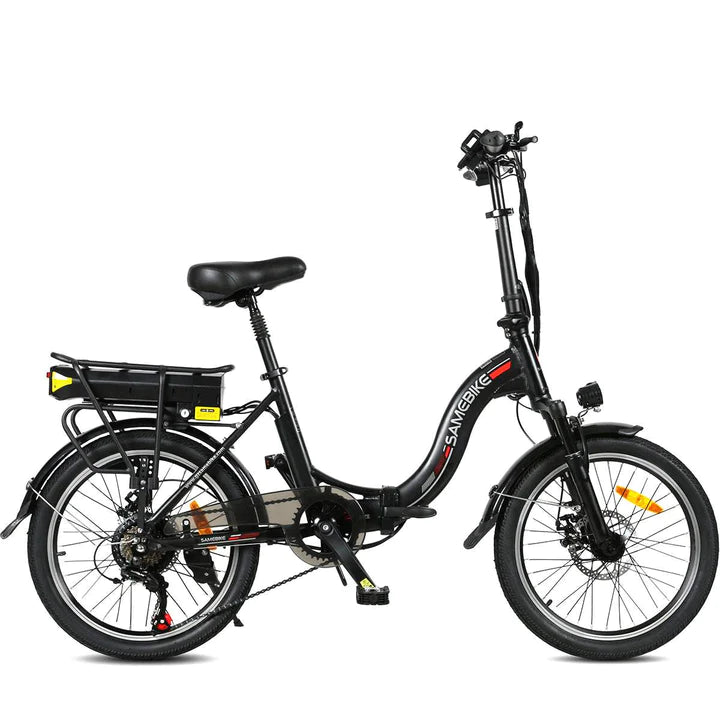 Vélo pliant noir e-bike 20 pouces, batterie 350W 360Wh, autonomie de 80km