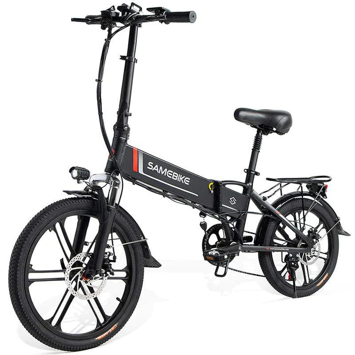 Vélo pliant noir e-bike 20 pouces, batterie 350W 480Wh, autonomie de 70km 