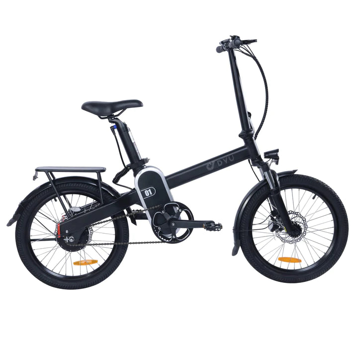 Vélo pliant noir de 20 pouces, vélo de trekking, batterie de 250W 180Wh, autonomie de 50km