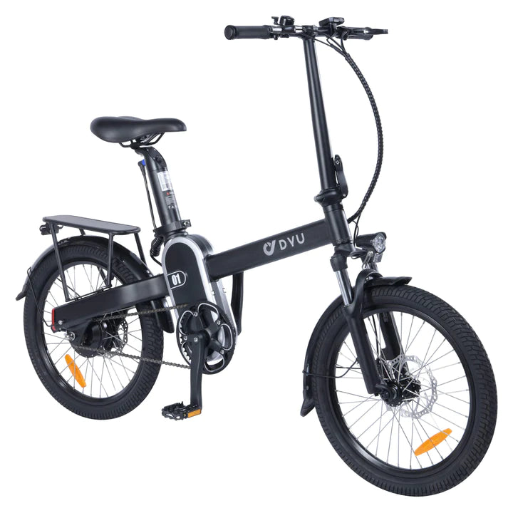 Vélo pliant noir de 20 pouces, vélo de trekking, batterie de 250W 180Wh, autonomie de 50km