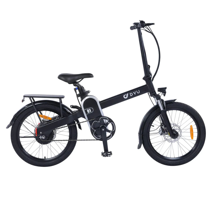 Vélo pliant noir de 20 pouces, vélo de trekking, batterie de 250W 180Wh, autonomie de 50km