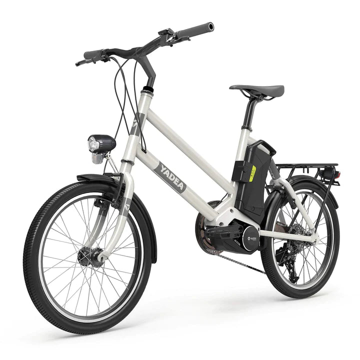 Vélo électrique de trekking blanc de 20 pouces, batterie de 250W, 290Wh, autonomie de 60km