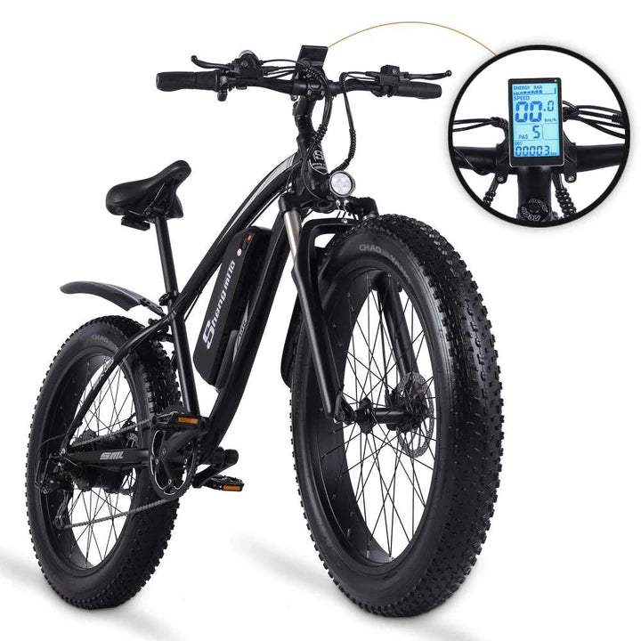 Schwarz 26 Zoll E-Bike Fatbike Mountainbike 1000W 820Wh Akku 90km Reichweite