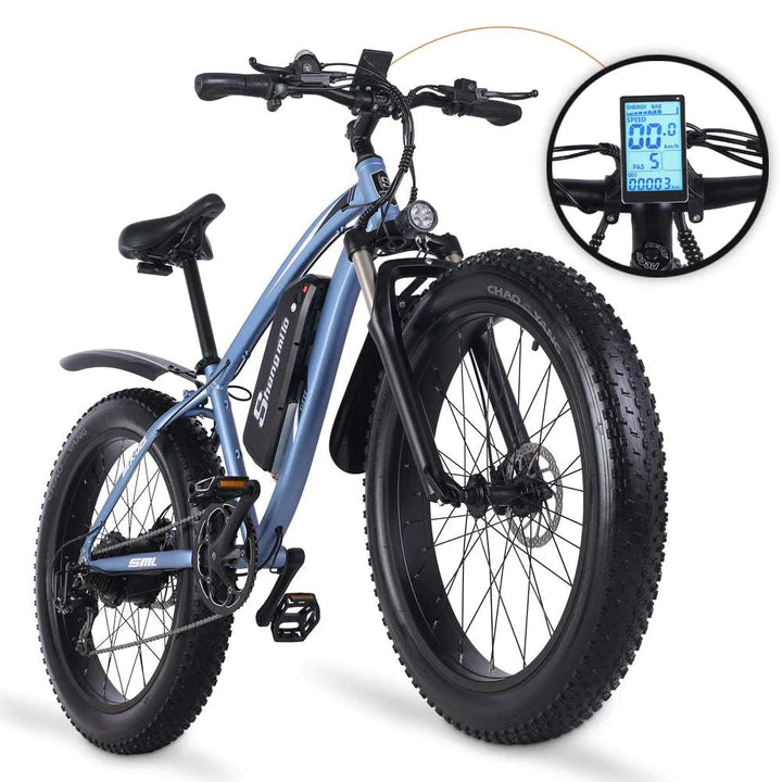 Schwarz 26 Zoll E-Bike Fatbike Mountainbike 1000W 820Wh Akku 90km Reichweite