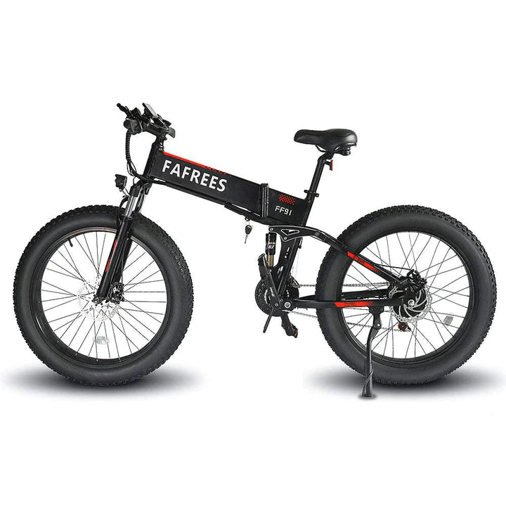 Schwarz 26 Zoll E-Bike Klapprad Fatbike Mountainbike 1000W 480Wh Akku 90km Reichweite