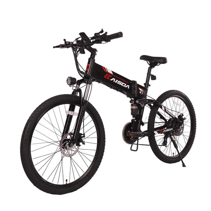 Vélo électrique pliant noir de 26 pouces, VTT, batterie 500W 500Wh, autonomie de 60km 