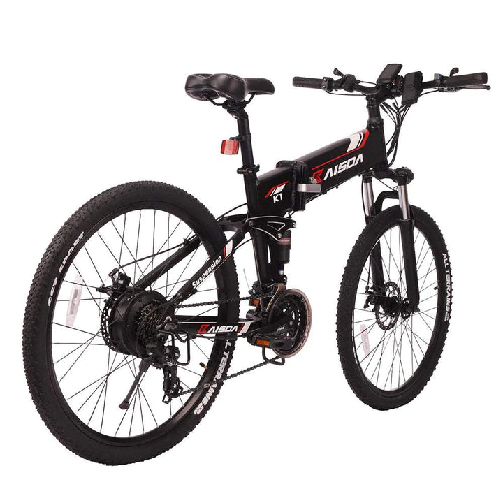 Vélo électrique pliant noir de 26 pouces, VTT, batterie 500W 500Wh, autonomie de 60km 